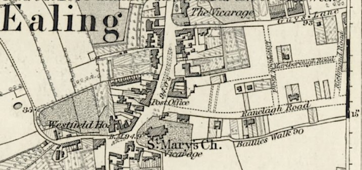 Map showing the early location of Clive Lodge on Marlborough Road.