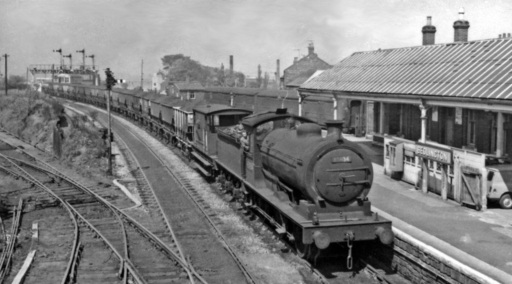 Photo: Bedlington Station (remains), with Up coal train Photo Copyright: Ben Brooksbank and licensed for reuse under this Creative Commons Licence.